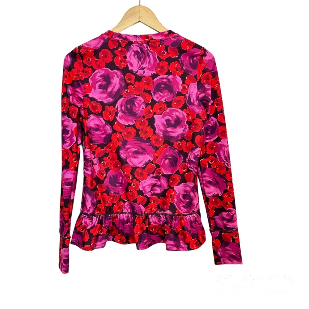 Kate Spade Electric Rose Pullover Top Peplum Athleisure Women’s Sz Small - Picture 3 of 5